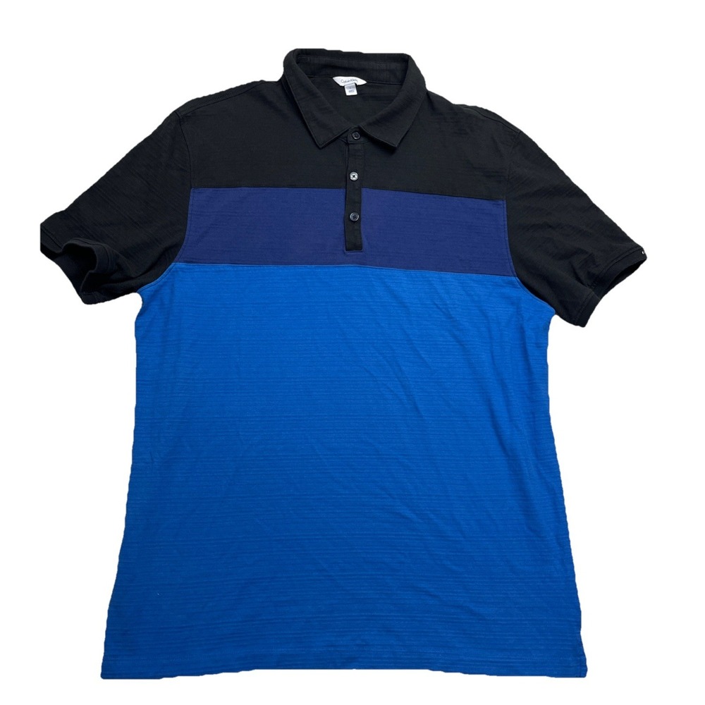 Calvin Klein Men's Multi Color Buttoned Short Sleeve Polo Shirt Size L